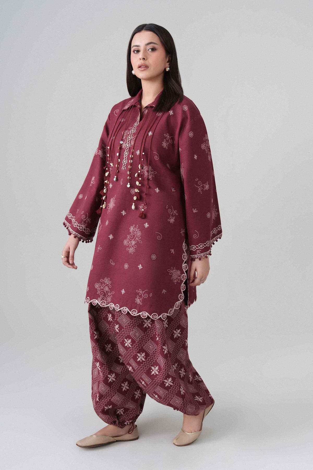 2 Piece - Printed Embroidered Suit - U2STE-NISHA26WV1-45