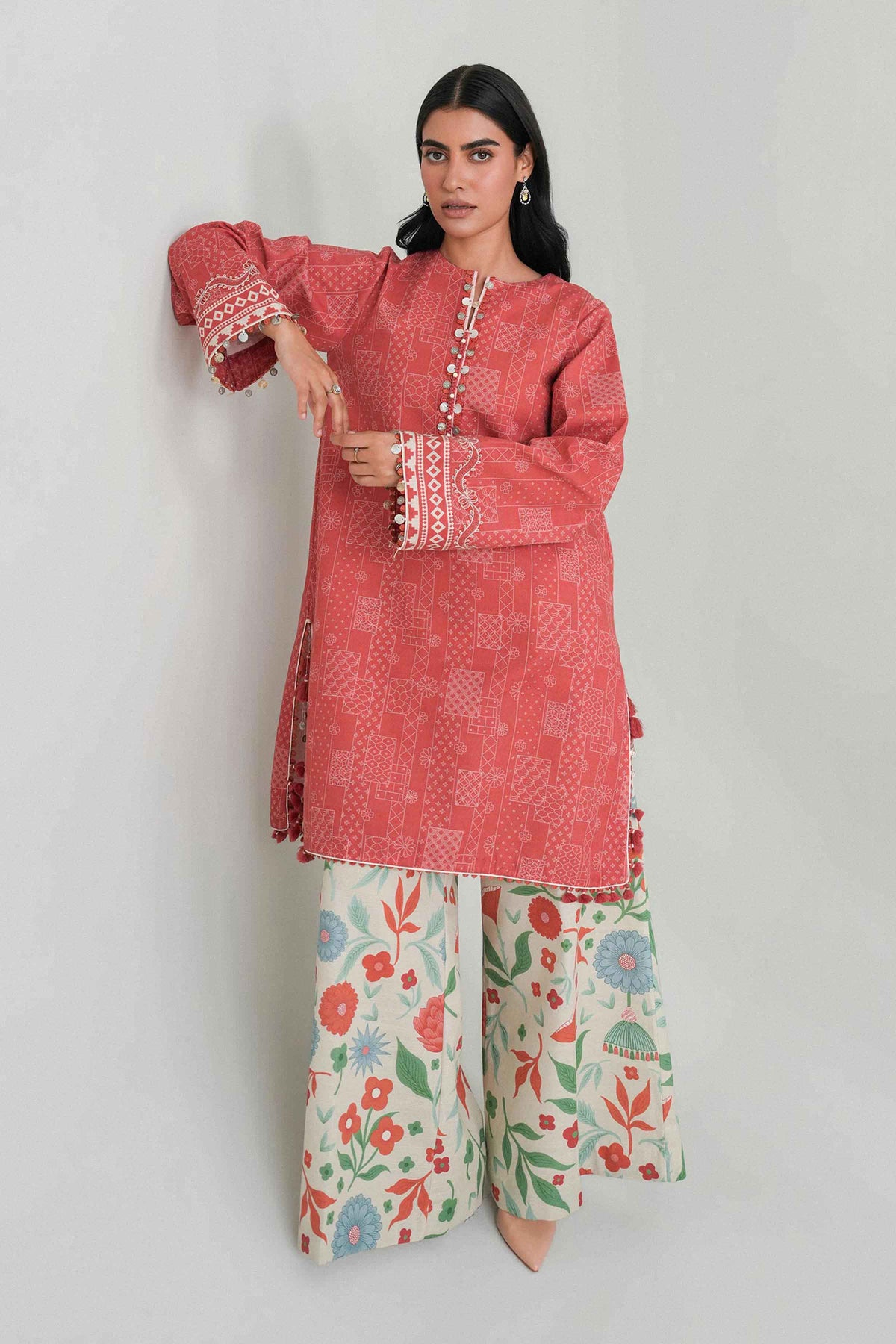 2 Piece - Printed Embroidered Suit - U2STE-NISHA26WV1-48