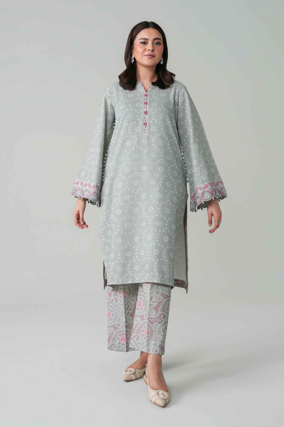 2 Piece - Printed Embroidered Suit - U2STE-NISHA26WV1-55