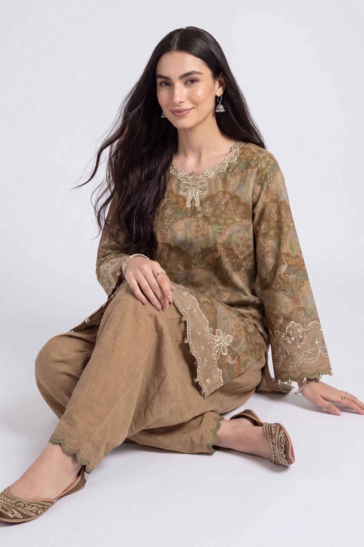 2 Piece - Printed Embroidered Suit - U2STE-NISHA26WV1-58