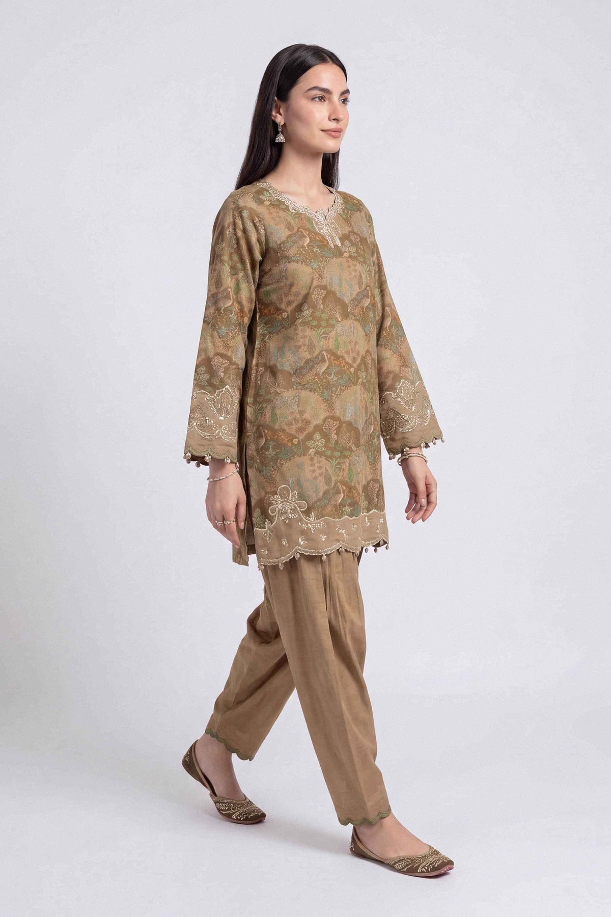 2 Piece - Printed Embroidered Suit - U2STE-NISHA26WV1-58