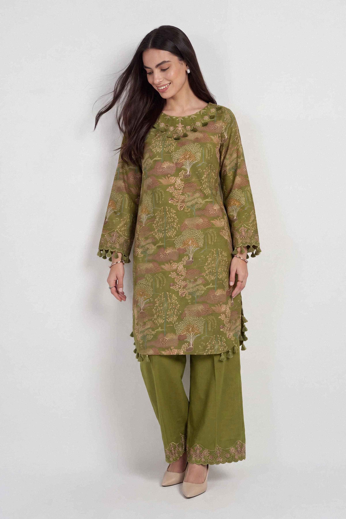 2 Piece - Printed Embroidered Suit - U2STE-NISHA26WV1-60