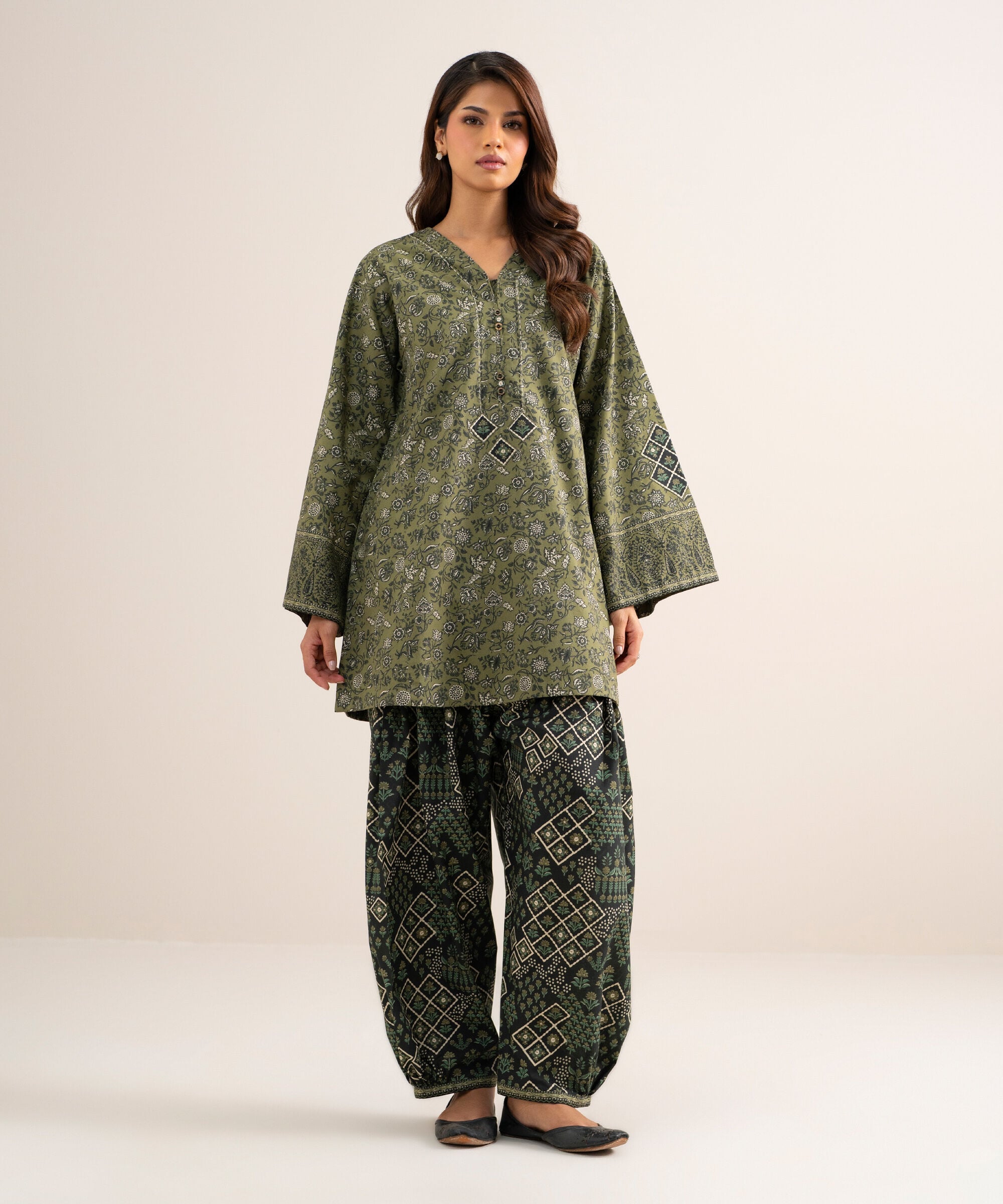 2 Piece - Printed Cotton Suit U2TDDS26V753