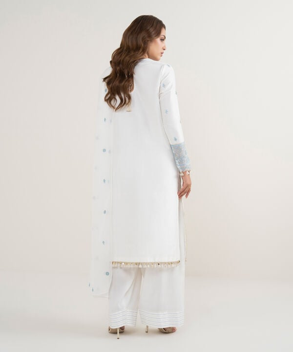 3 Piece - Embroidered Raw Silk Suit