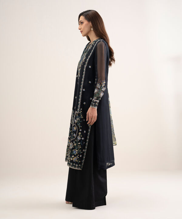 3 Piece - Embroidered Chiffon Suit