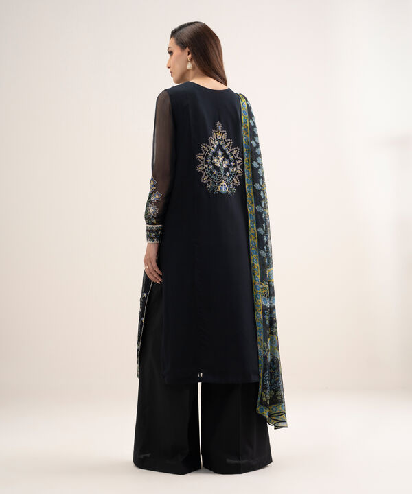 3 Piece - Embroidered Chiffon Suit