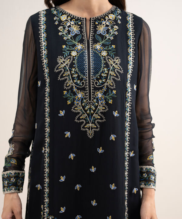 3 Piece - Embroidered Chiffon Suit