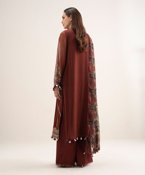 3 Piece - Embroidered Chiffon Suit