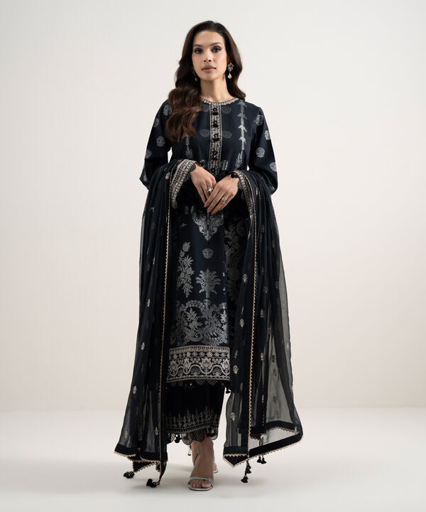 3 Piece - Embroidered Jacquard Suit