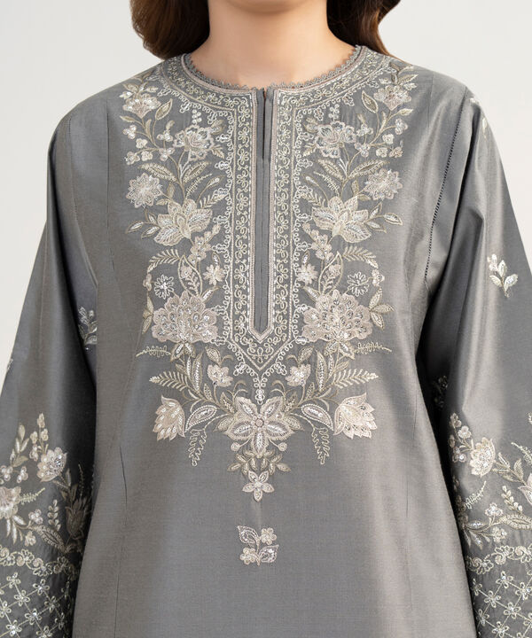 3 Piece - Embroidered Cotton Net Suit