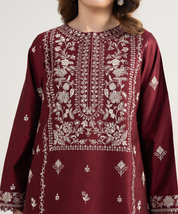 3 Piece - Embroidered Cotton Net Suit