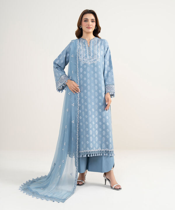 3 Piece - Embroidered Jacquard Suit