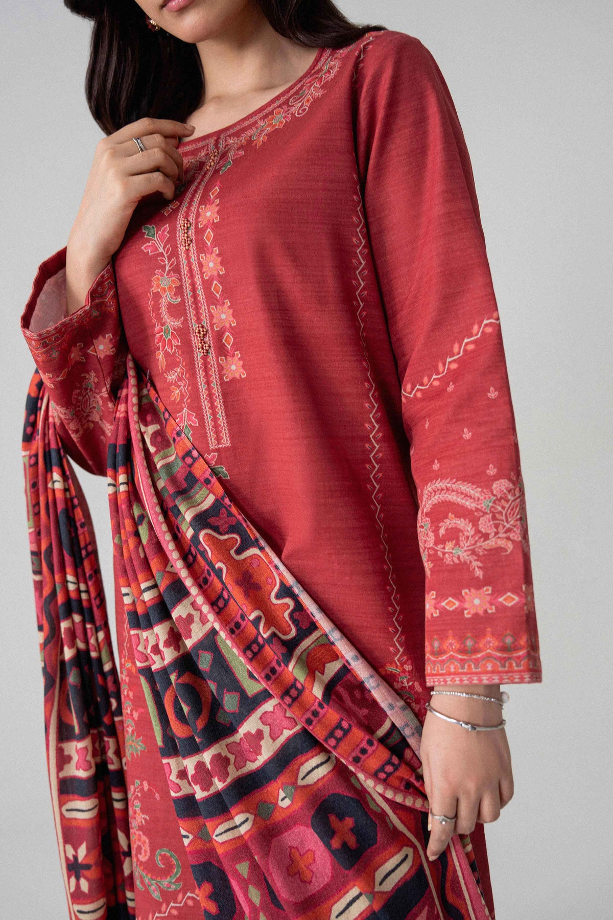 3 Piece - Digital Printed Suit - U3P-NISHA26WV1-100