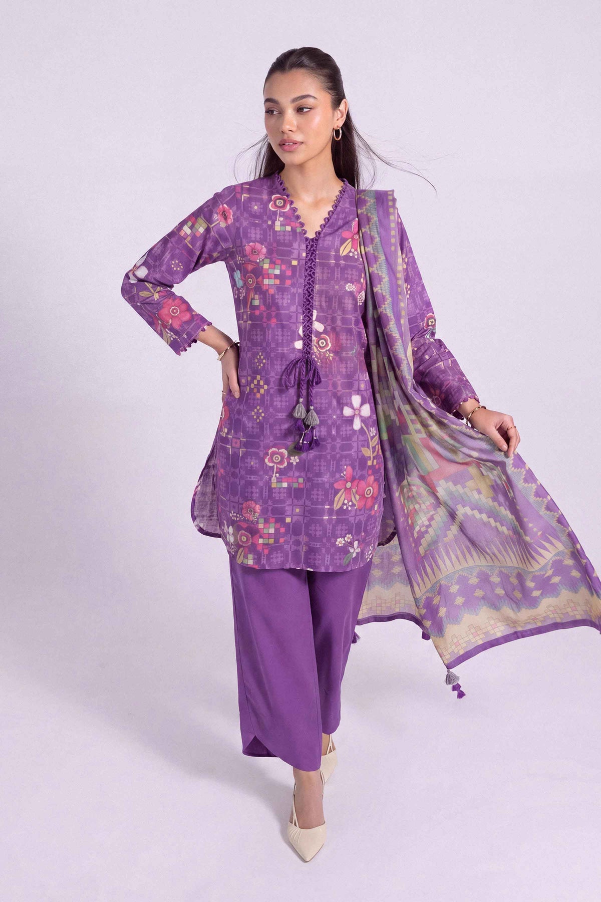 3 Piece - Digital Printed Suit - U3P-NISHA26WV1-12