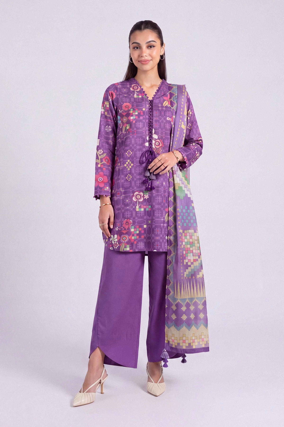 3 Piece - Digital Printed Suit - U3P-NISHA26WV1-12