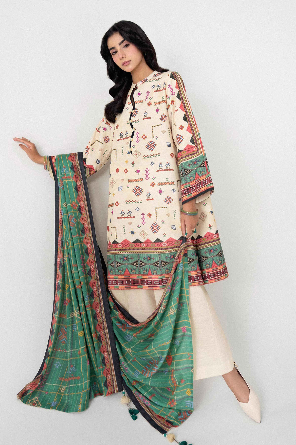 3 Piece - Digital Printed Suit - U3P-NISHA26WV1-97