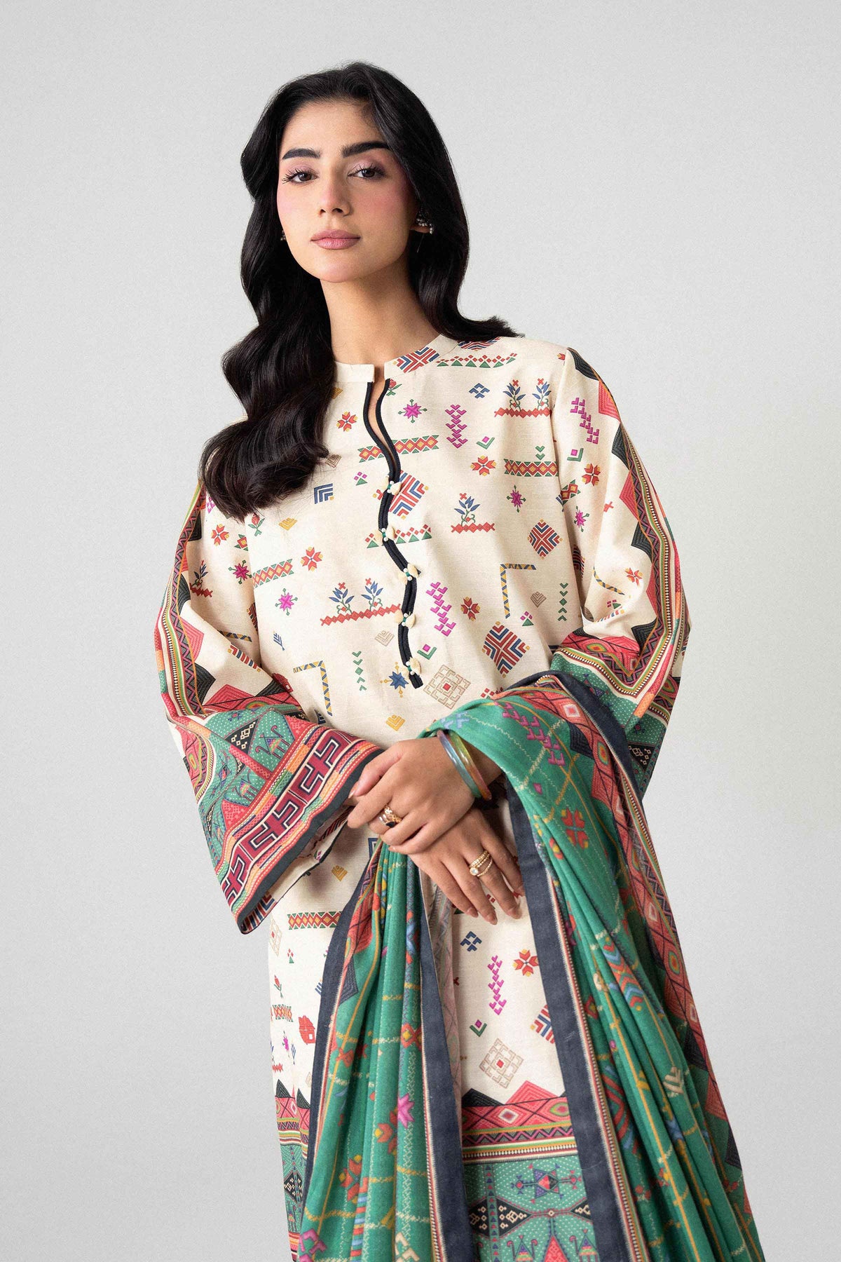 3 Piece - Digital Printed Suit - U3P-NISHA26WV1-97