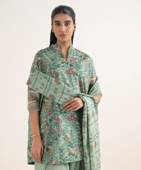 3 Piece - Printed Cotton Suit