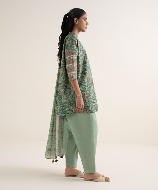 3 Piece - Printed Cotton Suit