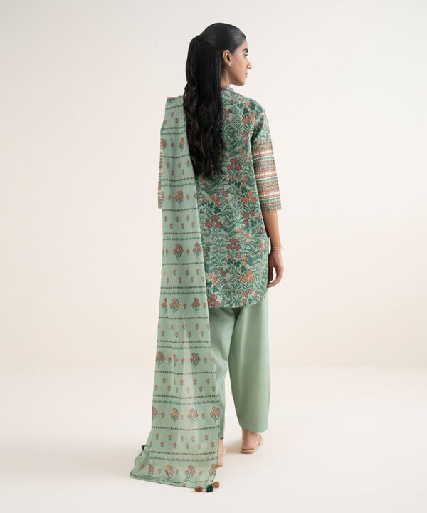 3 Piece - Printed Cotton Suit