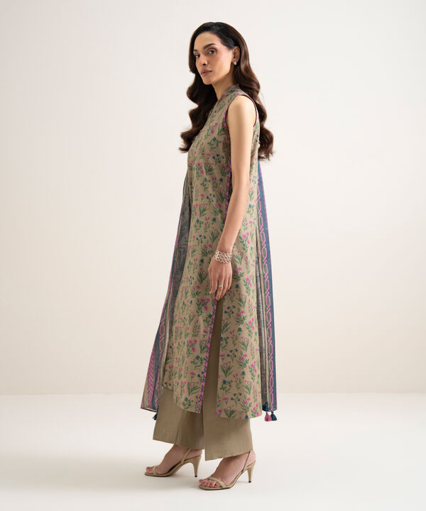 3 Piece - Printed Cotton Suit