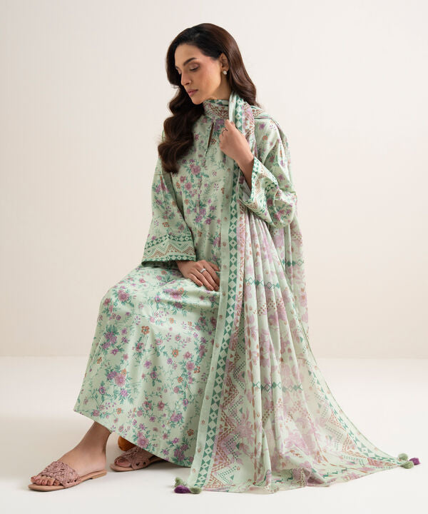 3 Piece - Printed Cotton Suit
