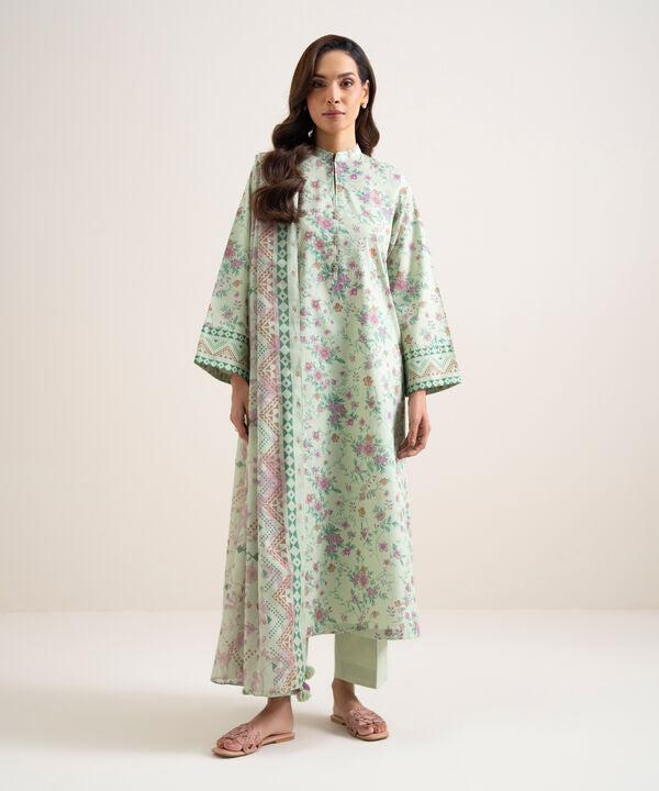 3 Piece - Printed Cotton Suit