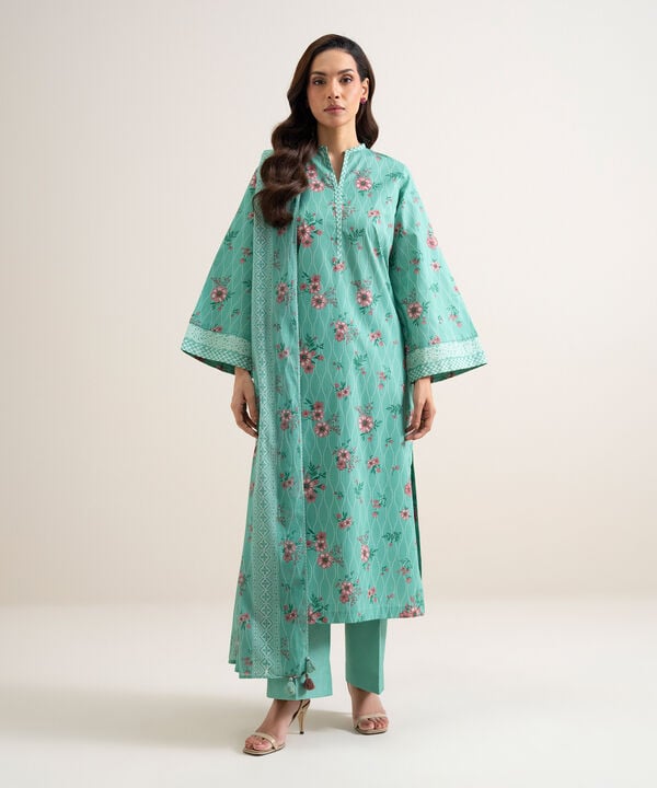 3 Piece - Printed Cotton Suit