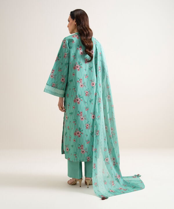 3 Piece - Printed Cotton Suit