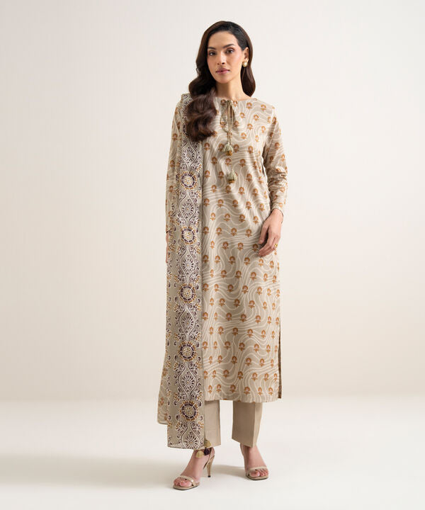 3 Piece - Printed Cotton Suit