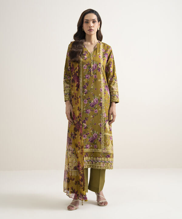 3 Piece - Printed Arabic Lawn Suit