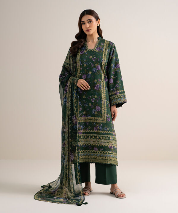 3 Piece - Printed Arabic Lawn Suit