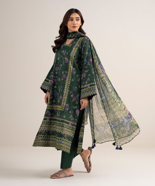 3 Piece - Printed Arabic Lawn Suit
