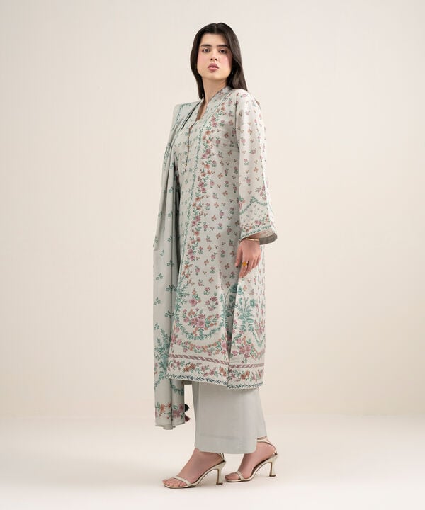3 Piece - Printed Zari Lawn Suit