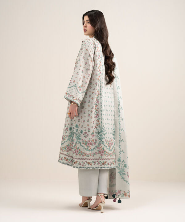 3 Piece - Printed Zari Lawn Suit