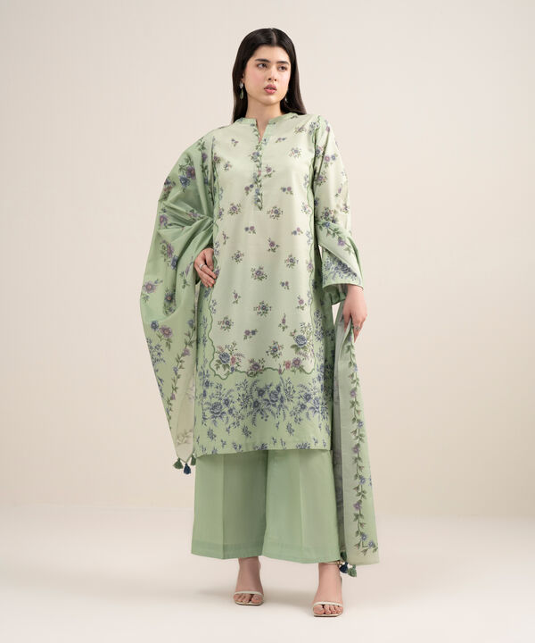 3 Piece - Printed Zari Lawn Suit