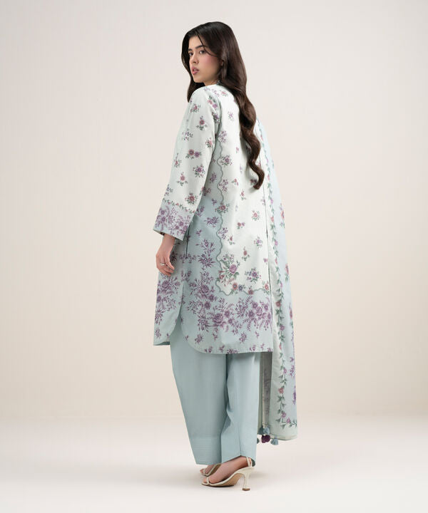 3 Piece - Printed Zari Lawn Suit