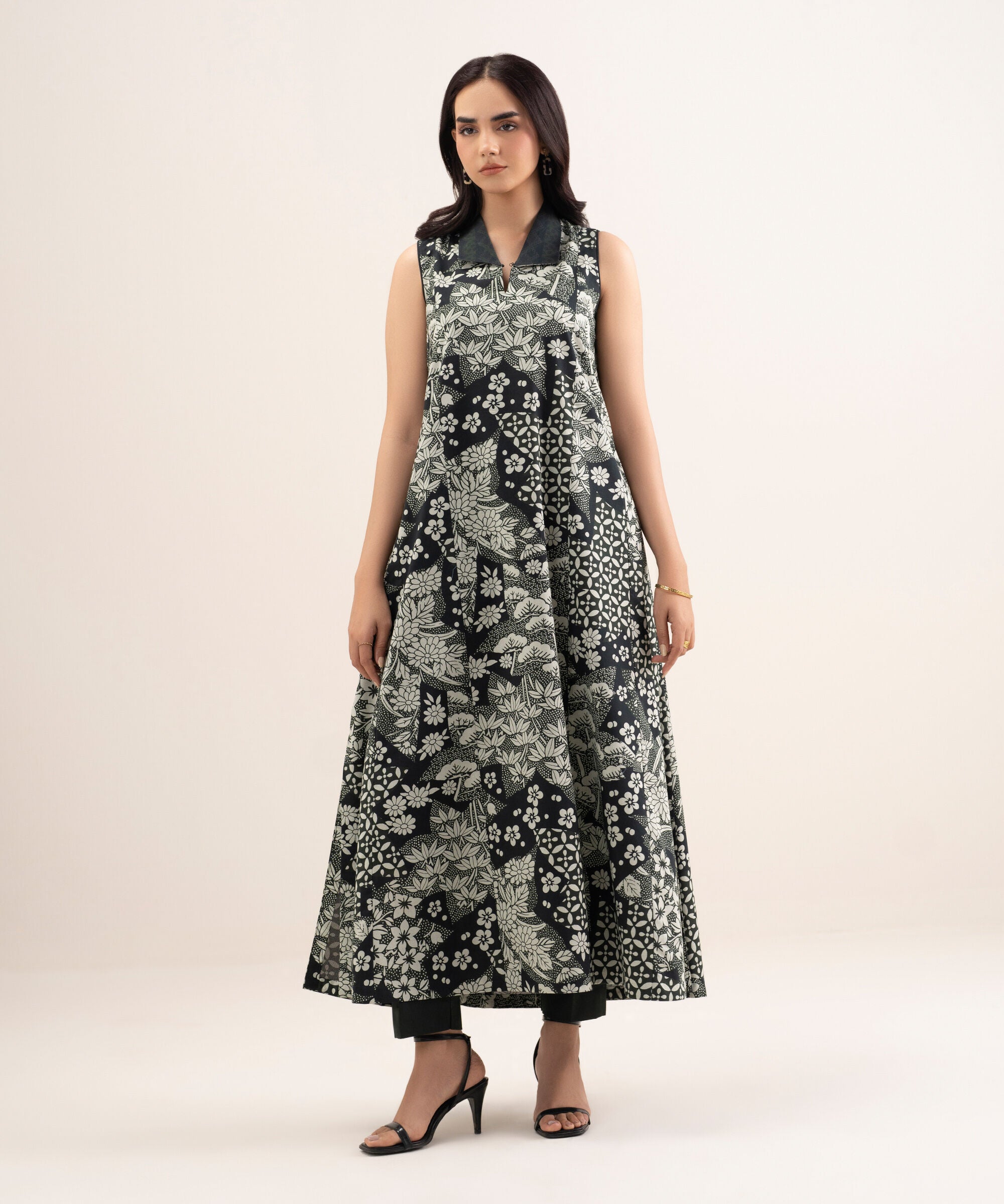 Women's Unstitched Lawn Printed Black 2 Piece Suit