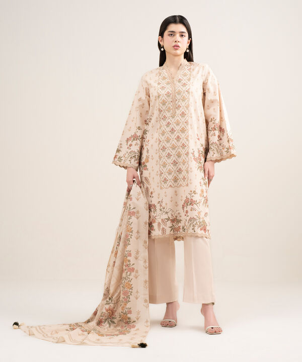 3 Piece - Printed Zari Lawn Suit