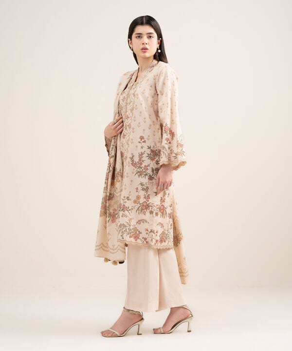 3 Piece - Printed Zari Lawn Suit