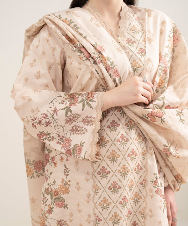 3 Piece - Printed Zari Lawn Suit
