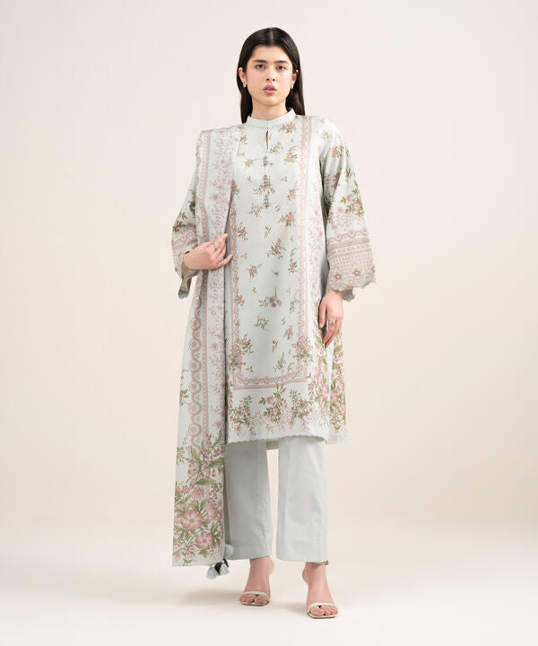 3 Piece - Printed Zari Lawn Suit