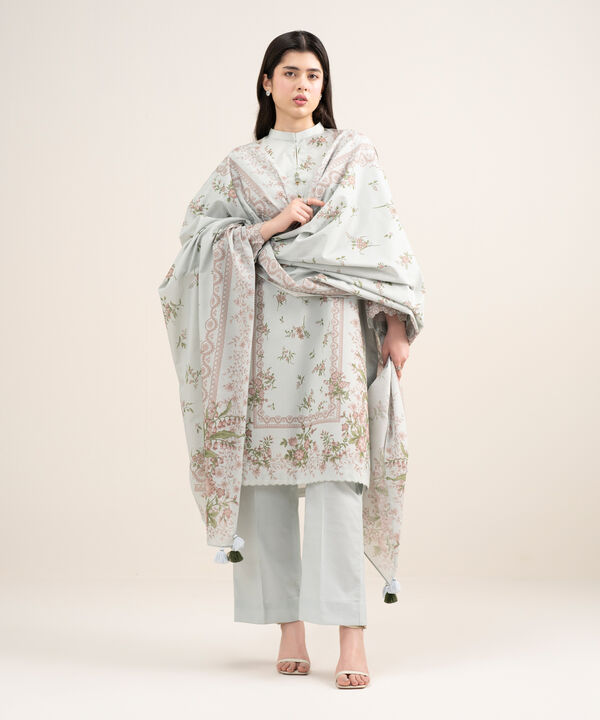 3 Piece - Printed Zari Lawn Suit