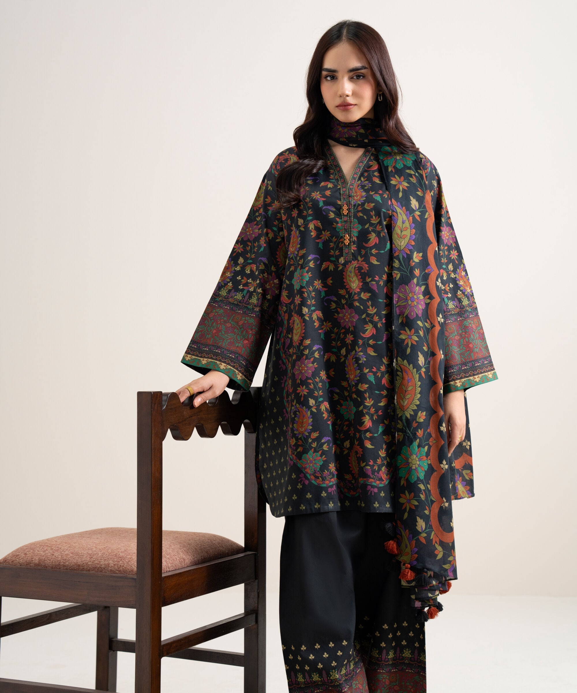 3 Piece - Printed Lawn Suit U3PDYS26V796