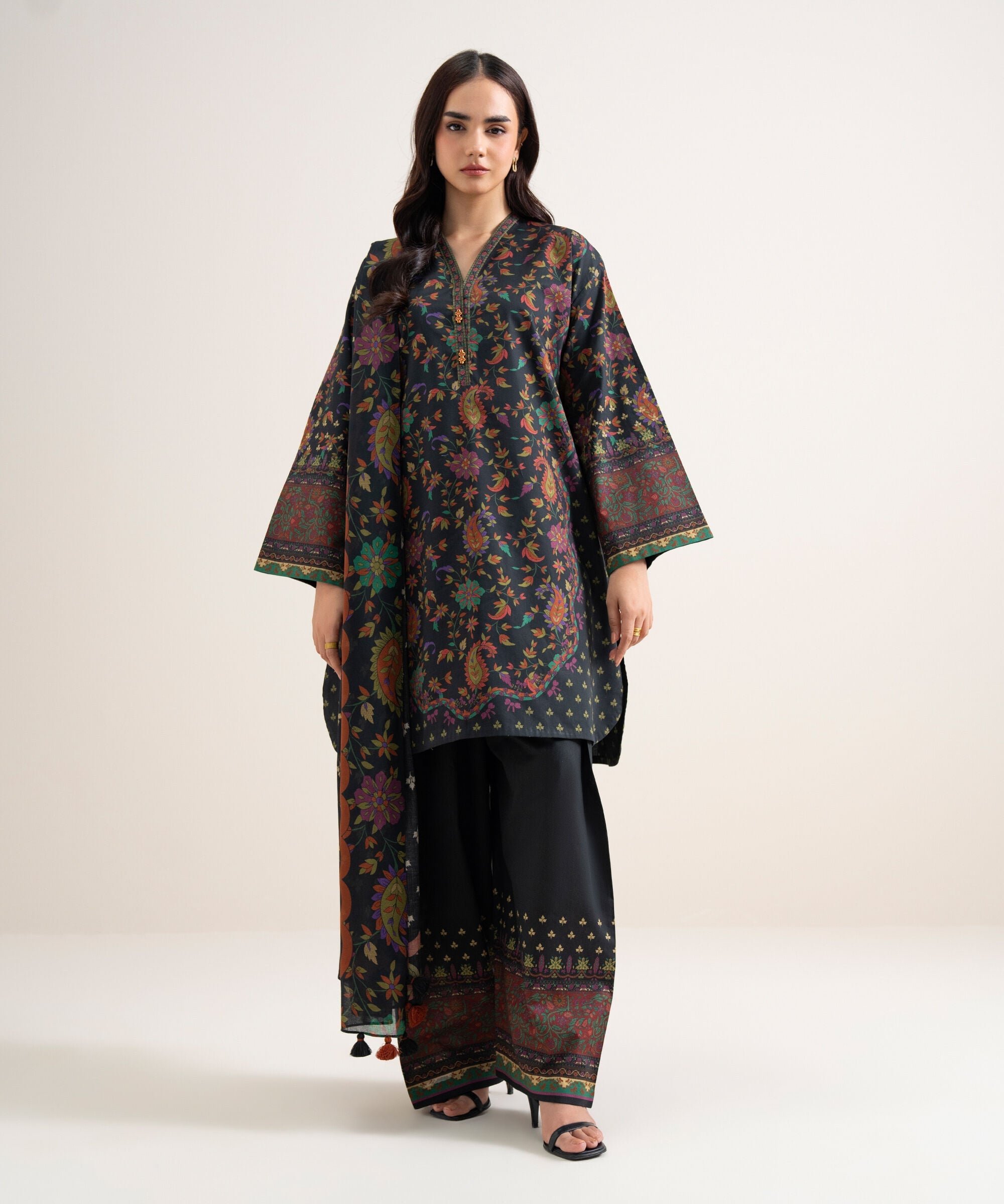 3 Piece - Printed Lawn Suit U3PDYS26V796