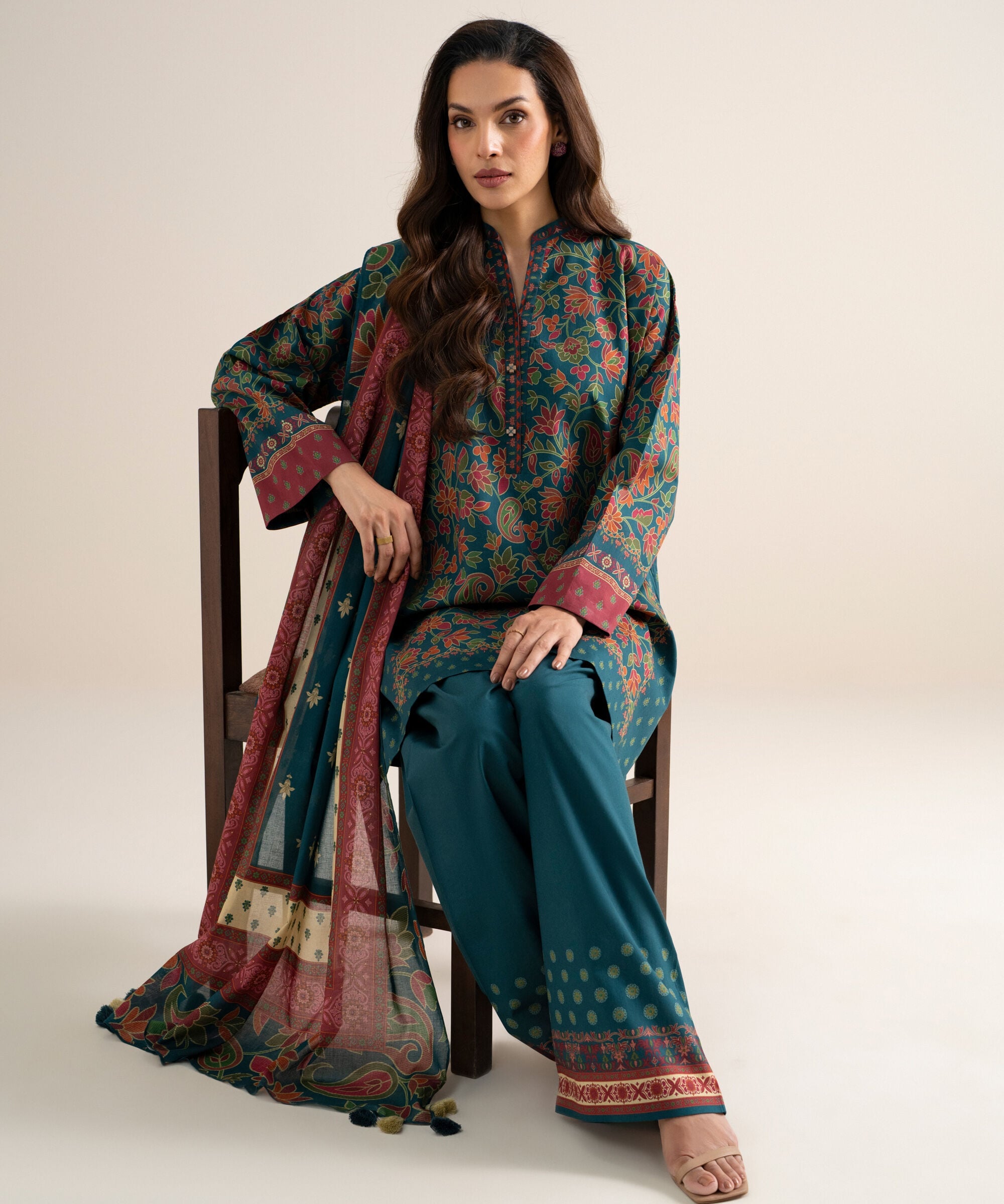 3 Piece - Printed Lawn Suit U3PDYS26V797