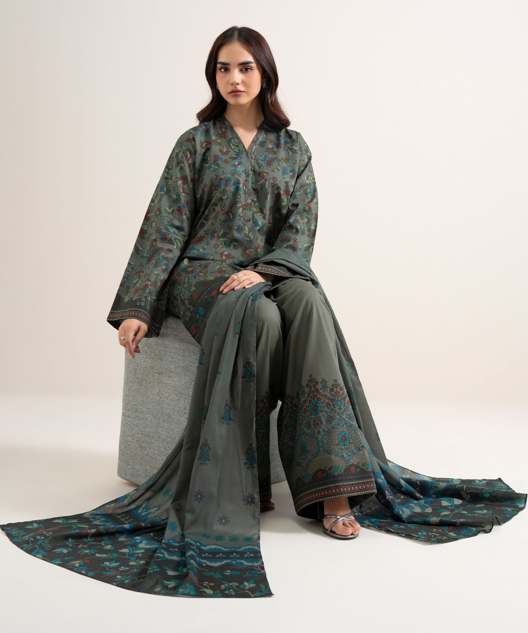 3 Piece - Printed Lawn Suit U3PDYS26V799