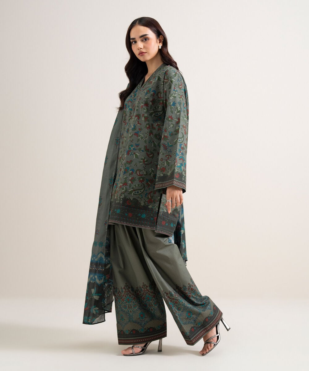 3 Piece - Printed Lawn Suit U3PDYS26V799