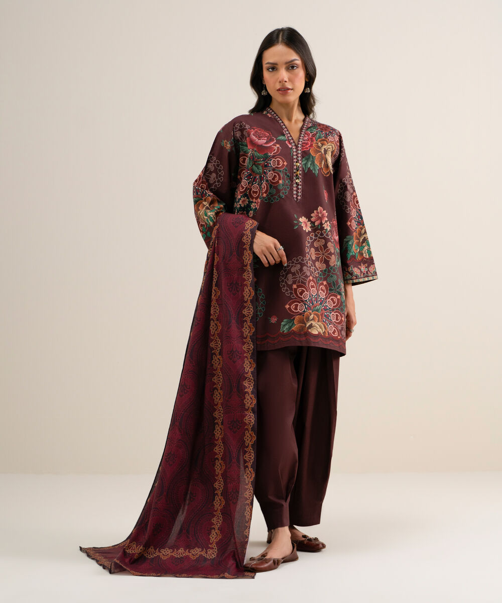 3 Piece - Printed Cotton Viscose Suit U3PDYS26V821