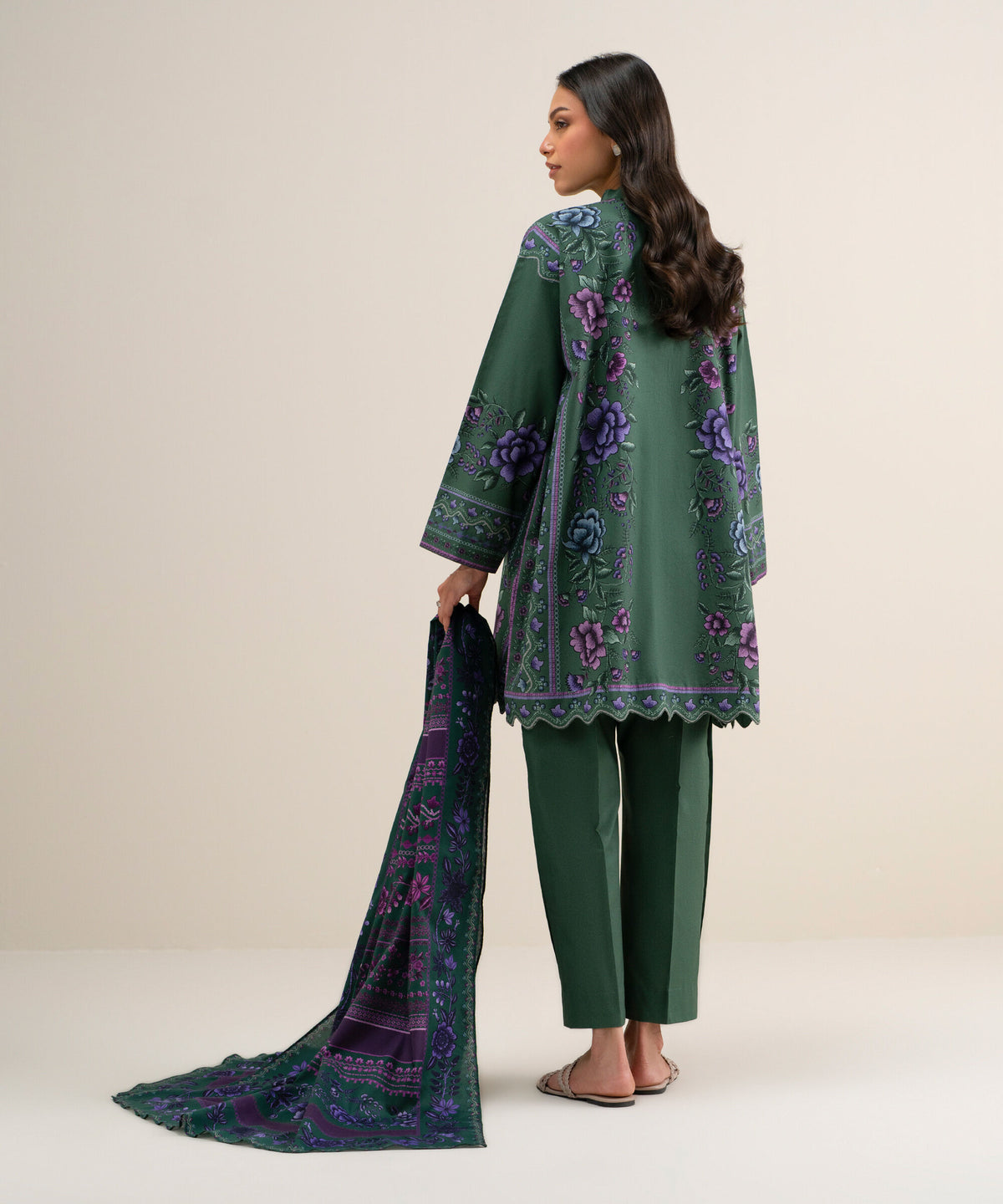 3 Piece - Printed Cotton Viscose Suit U3PDYS26V824
